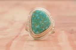 Genuine Kingman Turquoise Sterling Silver Native American Ring